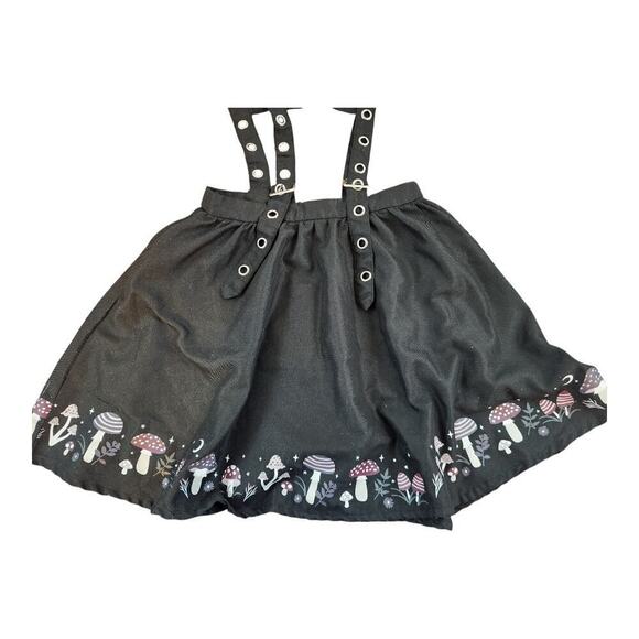 HotTopics sz small Mushroom border grommet suspender skirt black goth grudge - Picture 2 of 14